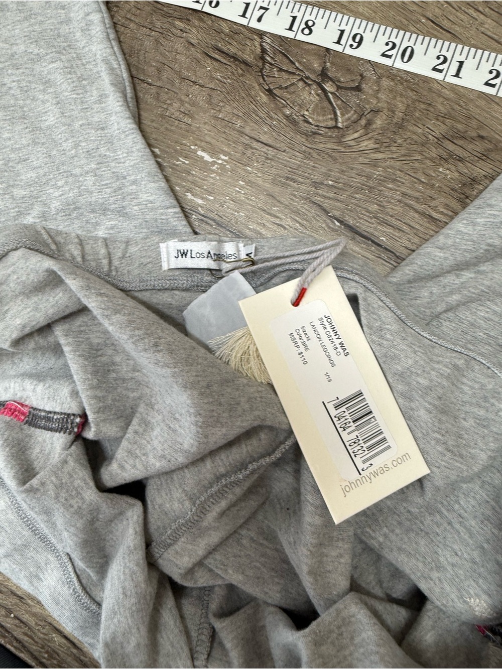JWLA Johnny Was Paige cotton leggings yoga casual voltage heathet gray NWT - Picture 6 of 7